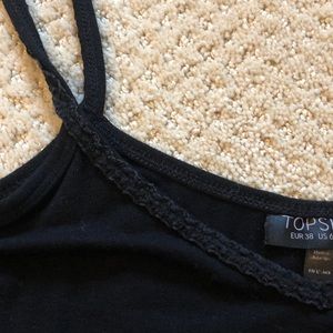 TOPSHOP flounce cold shoulder black top